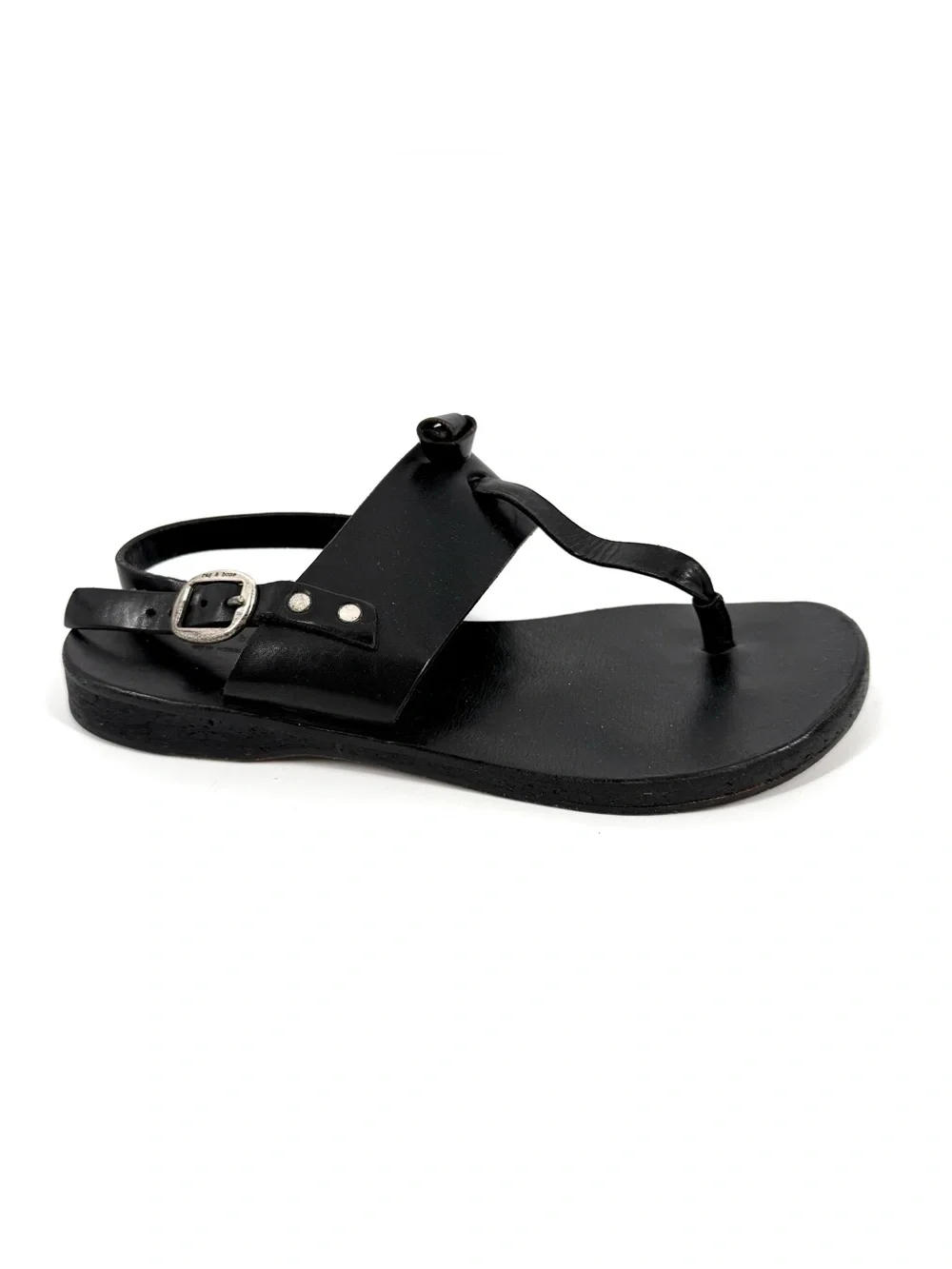 rag & bone Sandals Black Leather T-Strap Adjustable Slingback Womens EU 38 US 8